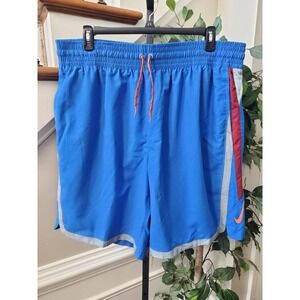 Nike Men's Blue 100% Polyester Pull On Swim Trunk Logo Print Shorts Size 4XL